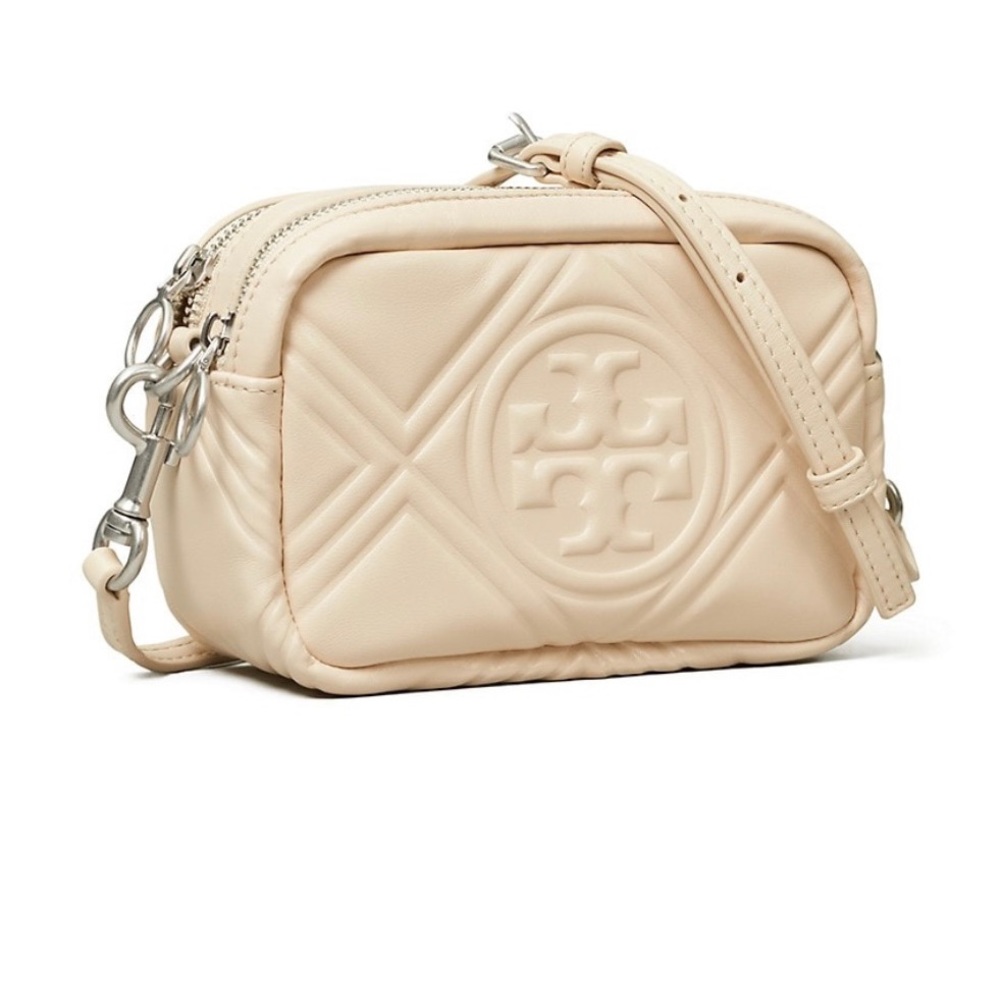 NWT Tory Burch Mini Perry Bombe Puffy Leather Camera Bag Crossbody in New Cream
